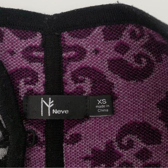 Neve Merino Wool Scroll Pattern Cardigan Sweater XS - Picture 6 of 8